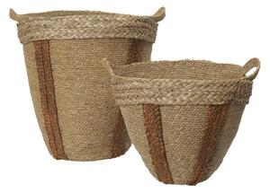 Ferm Living - Mar Woven Baskets - Förvaringslåda för barn - Set of 2 - Natural/Red Brown - L: Ø45 x H48 / S: Ø37 x H26 cm