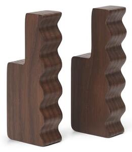 Ferm Living - Unda Hooks - Krokar - Unda Hooks - Set of 2 - Dark Brown - W2.2 x D3.86 x H10 cm