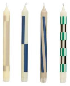 HAY - Pattern Candle / Set of 4 - Stearinljus - Cream | Dark Mix - H24 x Ø2,2 cm