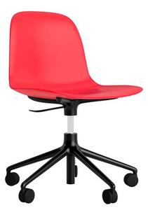 Normann Copenhagen - Form Chair Swivel 5W Gas Lift Alu - Kontorsstol - Black Aluminium / Bright Red - H73/86 x L72,5 x SH37/50 cm