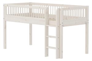 Flexa - CLASSIC Half-high Bed With Bars And Ladder - Barnsäng - White Washed - H120 x W110 x L210 CM