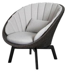 Cane-line - Peacock lounge chair OUTDOOR - Aluminium - Lounge stol - Frame: Cane-line Soft rope - Aluminium, Black / Cushion: Light Grey, Cane-line Focus - W91 x D93 x H87 x SH34 cm