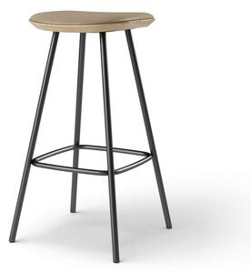 Brdr. Krüger - Pauline bar stool 75 cm metal frame - Oak Clear Wax Oiled - Barstol - Spectrum, Almond Læder - 30150 - H75 cm L36 cm B36 cm