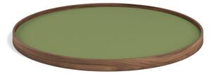 Brdr. Krüger - Tray - Walnut Oiled model 60 - Bricka - LEAF (Grøn / Mørk Grøn) - Ø60 cm H2,5 cm