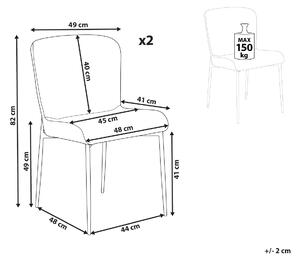 Set med 2 stolar Off-white polyester stickad textur Metallben Beliani