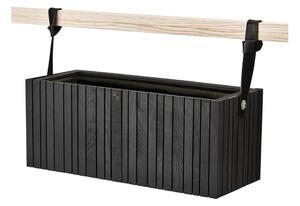 SQUARELY CPH - GrowWIDE & HoldON - Växtlåda - Black Ash - Black Leather - W60 x H24 x D22 cm (Straps 38 cm)