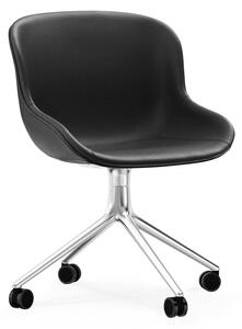 Normann Copenhagen - Hyg Chair Swivel 4W - full upholstery - Kontorsstol - Ultra leather black - Aluminum - H: 84 x L: 54 x D: 53,5 x SH: 46 cm