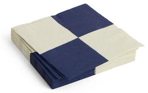 HAY - Pattern Napkins - Servetter av tyg - Off-white and Dark Blue - Large Check / Set of 20 - Lunch - W33 x D33 cm