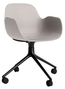 Normann Copenhagen - Form Armchair Swivel 4W Alu - Kontorsstol - Warm Grey / Black Aluminum - H79 x W56 x D52 x SH44 cm