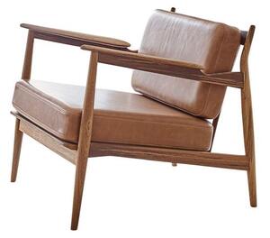 Magnus Olesen - Model 107 Lounge Chair - Lounge stol - Frame: Oiled teak / Armrests: Oiled teak / Cushions: Dunes Cognac 21000 - L: 71 x W: 74 x H: 68 x SH: 40 cm