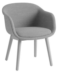Muuto - Fiber Conference Armchair - Kontorsstol - Remix 133 / Grey / Wood Base - H77,5 x W63,5 x D61 x SH49 cm