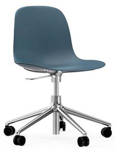 Normann Copenhagen - Form Chair Swivel 5W Gas Lift Alu - Kontorsstol - Aluminium / Blue - H73/86 x L72,5 x SH37/50 cm