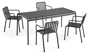 HAY - 1 Palissade Bord og 4 Palissade Armchair - Trädgårdsmöbler - Anthracite - se mål i teksten