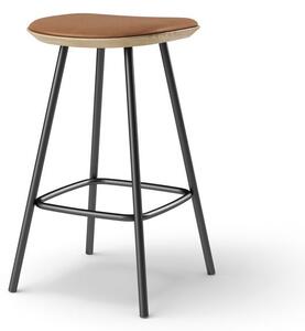 Brdr. Krüger - Pauline barstool 65 cm with black metal frame - Oak Clear Wax Oiled - Barstol - Spectrum, Brandy Læder - 30155 - H65 cm L36 cm B36 cm