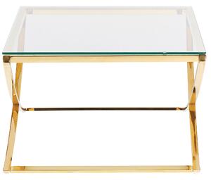 Soffbord med Bordsskiva i Glas Guld Rostfritt Stål Glamour Stil Chic Blank Finish Vardagsrum Beliani
