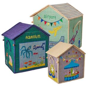 Rice - Raffia Toy Baskets - Set Of 3 - Förvaringslåda för barn - Vacation Theme - S: 38 x 26 x 33 / M: 46 x 30 x 37 / L: 54 x 34 x 44 cm