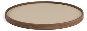 Brdr. Krüger - Tray - Walnut Oiled model 50 - Bricka - SUNNY (Creme / Gul) - Ø 50cm H 3cm