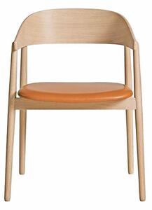 Andersen Furniture - AC2 Chair / Padded Seat - Matstol - Oak / Clear Mat Lacquered / Leather: Cognac - W58 x H74,5 x L51,5 cm