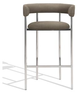 Møbel Copenhagen - Font Bar Armstool - Barstol - Tan & Grey Remix 233 - Polished Steel Frame - W: 60 x D: 46,5 x H: 97 x SH: 75 cm