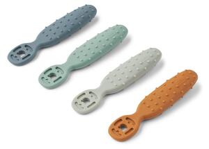 LIEWOOD - Caelia Baby Learning Spoon 4-pack - Bestick för barn - 1081 Whale Blue Multi Mix - H12 x W2.5 x D1.6 cm