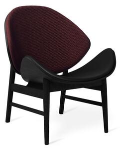 Warm Nordic - The Orange / Black Lacquered Oak - Fåtölj - Mosaic 682 (Dark Bordeaux) / Leather (Black) - L64 x W71 x H78 cm