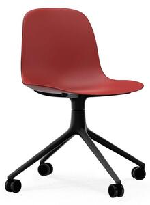 Normann Copenhagen - Form Chair Swivel 4W Alu - Kontorsstol - Red / Black Aluminum - H79 x W52 x D52 x SH44 cm