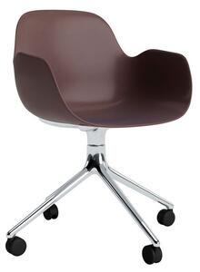 Normann Copenhagen - Form Armchair Swivel 4W Alu - Kontorsstol - Brown / Aluminum - H79 x W56 x D52 x SH44 cm
