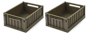 LIEWOOD - Weston Opbevaringskasse - Small 2-pak - Förvaringslåda för barn - 1529 - Army brown - H9,5 x W18 x L25 cm