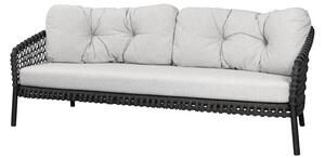 Cane-line - Ocean Large 3-pers. Sofa - Trädgårdssoffa - Frame: Cane-line Soft Rope, Dark Grey / Cushion: Light brown, Cane-line Wove - W202 x D90 x H73 x SH40 cm