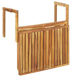 Balkongbord Ljust Akaciaträ 60 x 55 cm Utomhus Rälsdäck Beliani