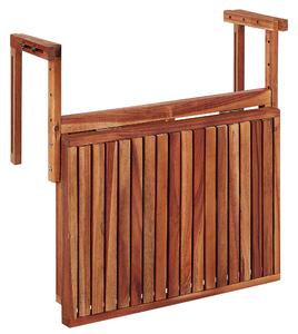 Balkongbord Mörkt Akaciaträ 60 x 55 cm Utomhus Rälsdäck Beliani