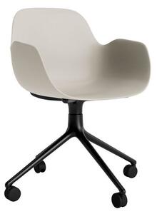 Normann Copenhagen - Form Armchair Swivel 4W Alu - Kontorsstol - Light Grey / Black Aluminum - H79 x W56 x D52 x SH44 cm