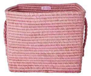 Rice - Raffia Square Basket - Förvaringslåda för barn - Soft Pink - L30 x H25 x B30 cm