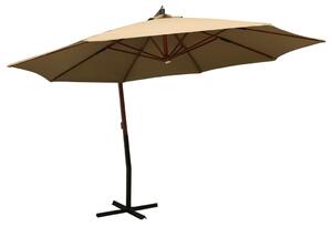 Frihängande parasoll med trästång 350 cm taupe