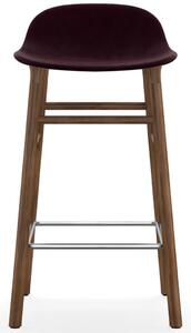 Normann Copenhagen - Form Barstool - 75 cm - Full Upholstery Wood - Barstol - Frame: Walnut / Fabric: City Velvet vol. 2 82 - L: 44 x D: 44 x H: 87 x SH: 75 cm