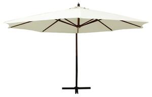 Frihängande parasoll med trästång 350 cm sandvit