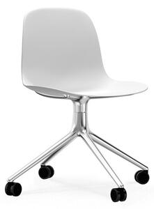 Normann Copenhagen - Form Chair Swivel 4W Alu - Kontorsstol - White / Aluminum - H79 x W52 x D52 x SH44 cm