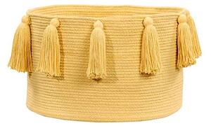 Lorena Canals - Basket Tassels - Förvaringslåda för barn - Yellow - H30 x Ø45 cm