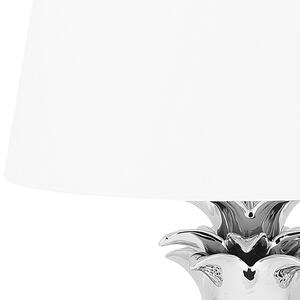 Dekorativ Bordslampa Vit Lampskärm med Silver Lampfot Beliani