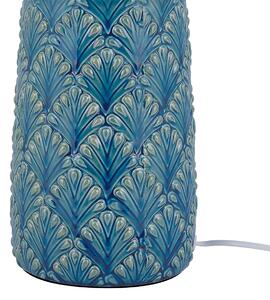 Nattlampa Havsblå och Grå Keramik 55 cm Lövmönster Traditionell Beliani