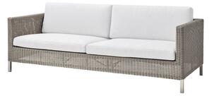 Cane-line - Connect 3 Seater - Trädgårdssoffa - Sofa: Taupe Cane-line Weave / Cushion: White Cane-line Natté - B: 213 x D: 86 x H: 64 x SH: 30 cm