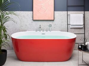Fristående Badkar Röd Sanitär Akryl Oval Enkel 170 x 80 cm Modern Design Beliani