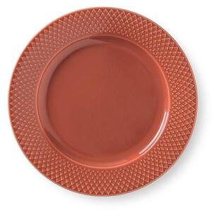Lyngby Porcelain - Rhombe Plate Ø23 cm - Platta - Terracotta - H: 2,5 Ø: 23 cm