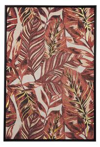 Inramad Väggkonst Röd 63 x 93 cm Tryck på papper Botaniskt palmbladstema Beliani