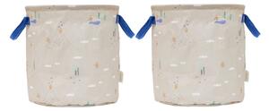 OYOY MINI - Forest Storage - Förvaringslåda för barn - Beige/Blue, Medium - L32 x W32 x H32