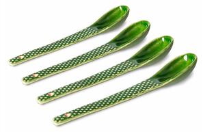 HKLiving - The Emeralds: Ceramic Spoon Textured (Set of 4) - Skedar - Green - 15,5 x 2,5 x 2 cm