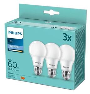 KIT 3x LED glödlampa Philips A60 E27/8W/230V 6500K