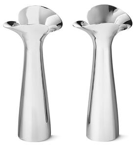 Georg Jensen - Bloom Botanica Candleholder - Ljusstake - Stainless Steel - Set of 2 - W2,7 x H20 cm