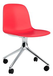 Normann Copenhagen - Form Chair Swivel 4W Alu - Kontorsstol - Bright Red / Aluminum - H79 x W52 x D52 x SH44 cm