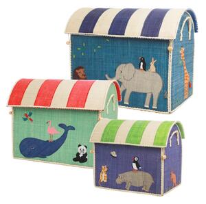 Rice - Raffia Toy Baskets - Set Of 3 - Förvaringslåda för barn - Animal theme - S: 33 x 24 x 36,5 / M: 37 x 28 x 44 / L: 44 x 34 x 54 cm
